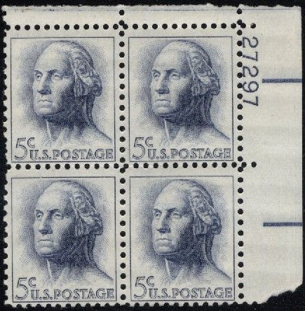 # 1213 (1962) Washington, Not tagged - PB, UR #27297, MNH