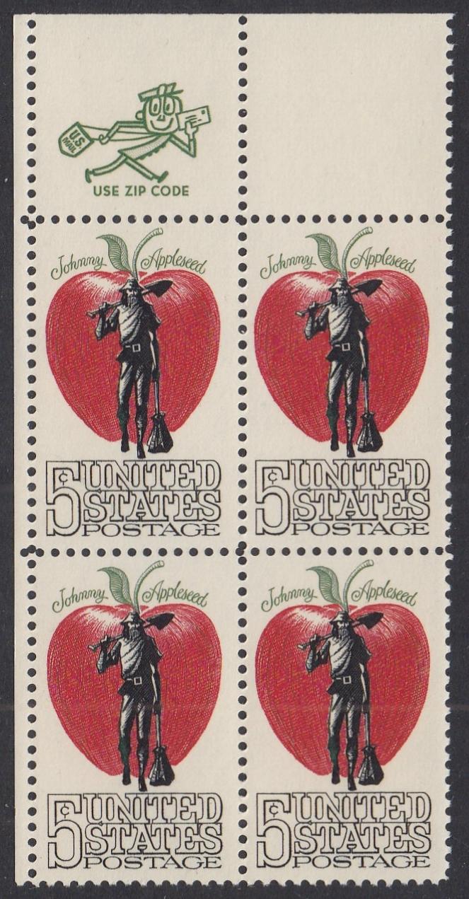 # 1317 (1966) Appleseed, Not tagged - Mr. Zip BK/4, UL, MNH
