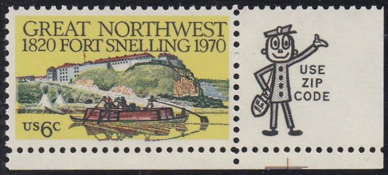# 1409 (1970) Fort Snelling - Mr. Zip, Sgl, LR, MNH