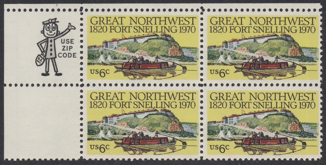 # 1409 (1970) Fort Snelling - Mr. Zip, BK/4, UL, MNH