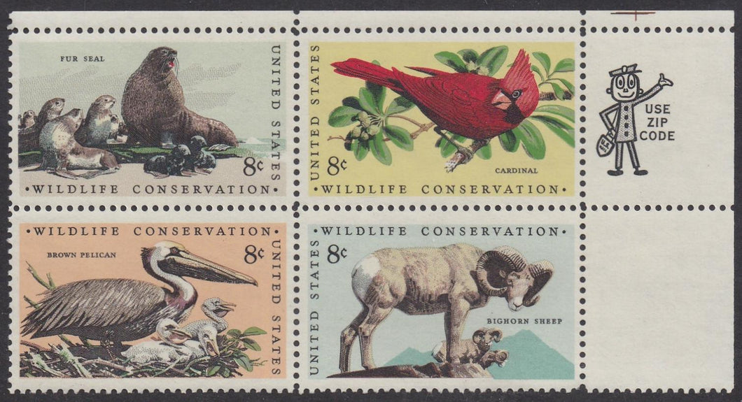 # 1464-67 (1972) Wildlife - Mr. Zip, BK/4, UR, MNH