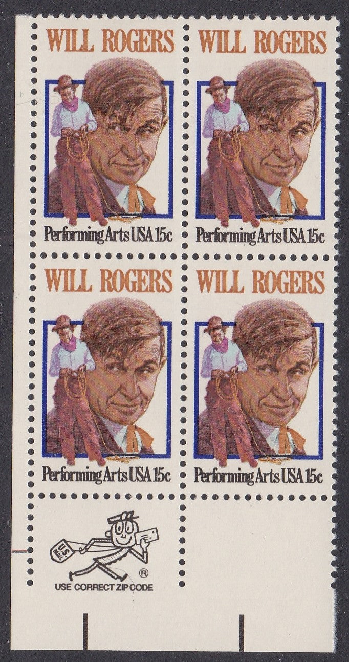 # 1801 (1979) Rogers- Mr. Zip, BK/4, LL, XF MNH