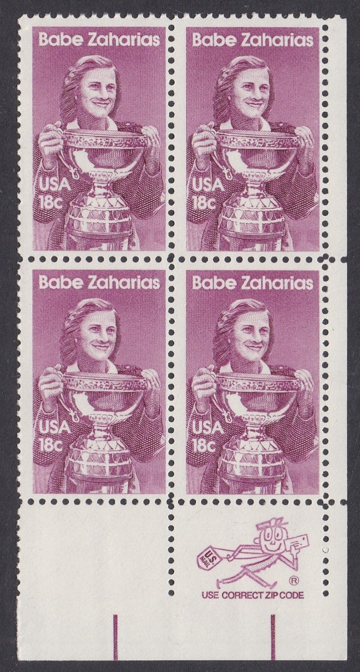 # 1932 (1981) Zaharias - Mr. Zip, BK/4, LR, FVF MNH