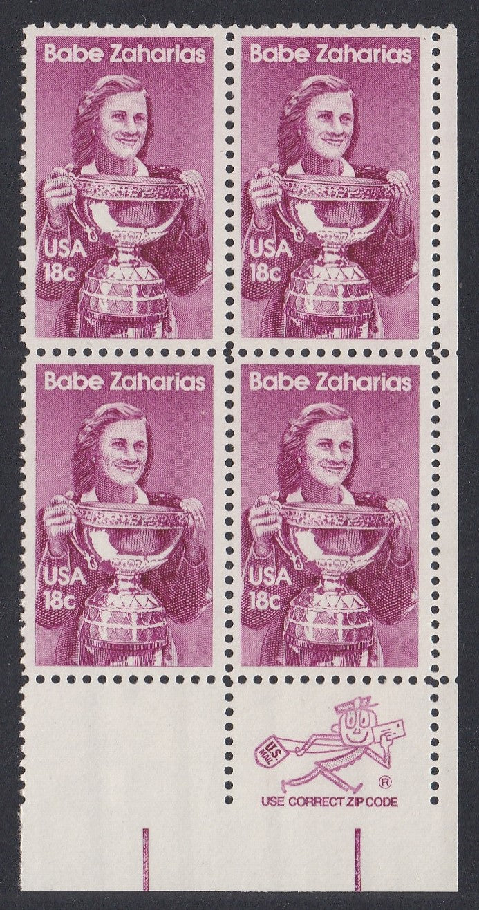 # 1932 (1981) Zaharias - Mr. Zip, BK/4, LR, VF MNH