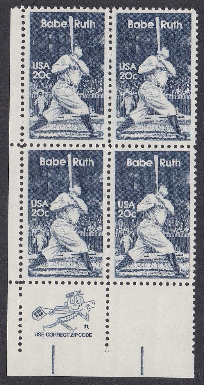 # 2046 (1983) Babe Ruth - Mr. Zip, BK/4, LL, MNH