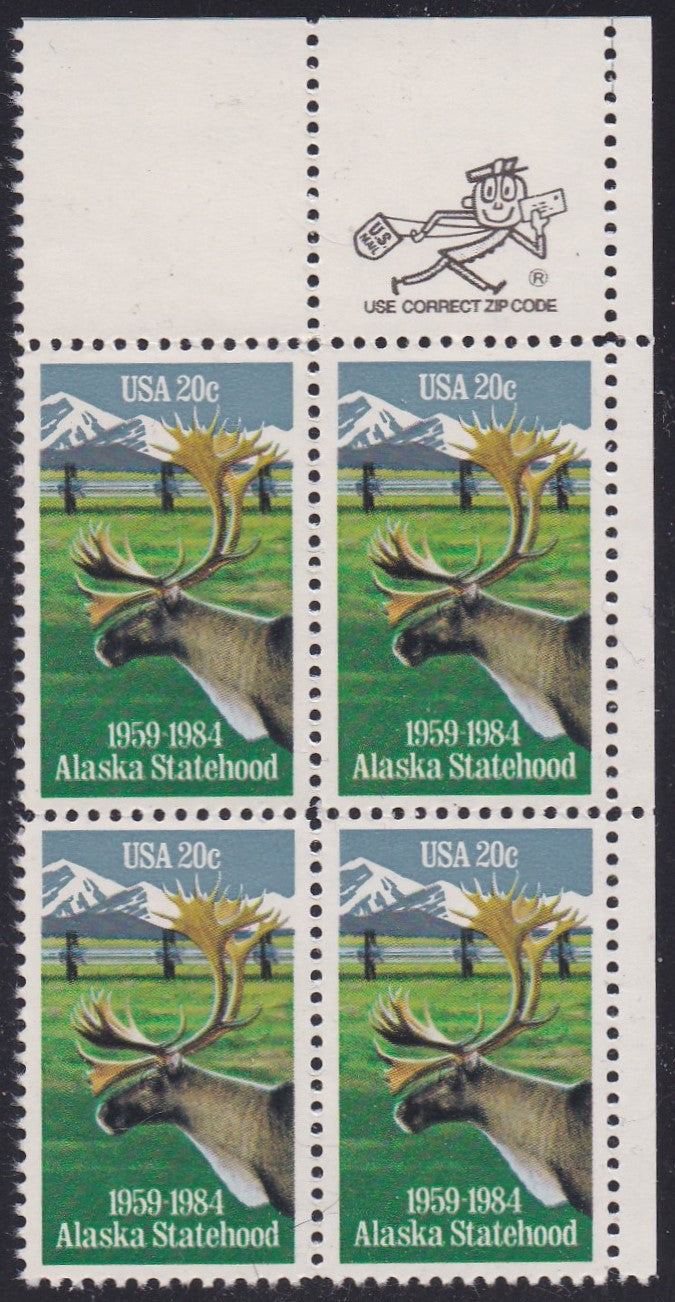 # 2066 (1984) Alaska - Mr. Zip, BK/4, UR, MNH