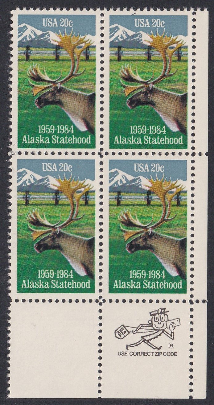 # 2066 (1984) Alaska - Mr. Zip, BK/4, LR, MNH