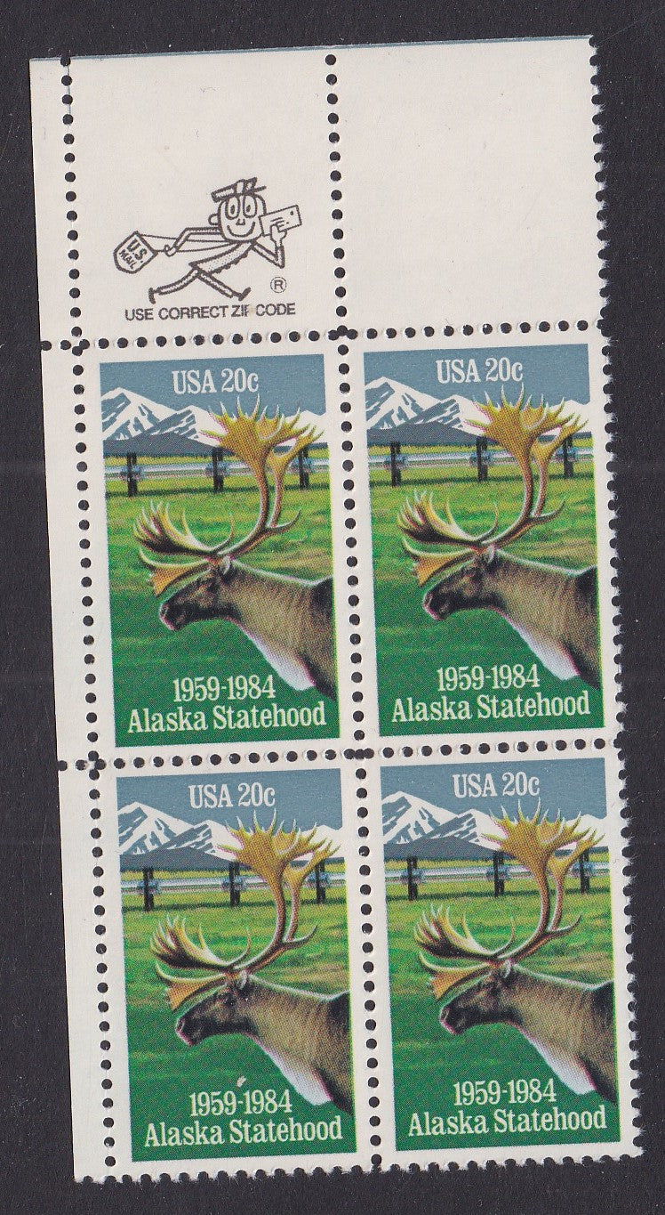 # 2066 (1984) Alaska - Mr. Zip, BK/4, UL, MNH