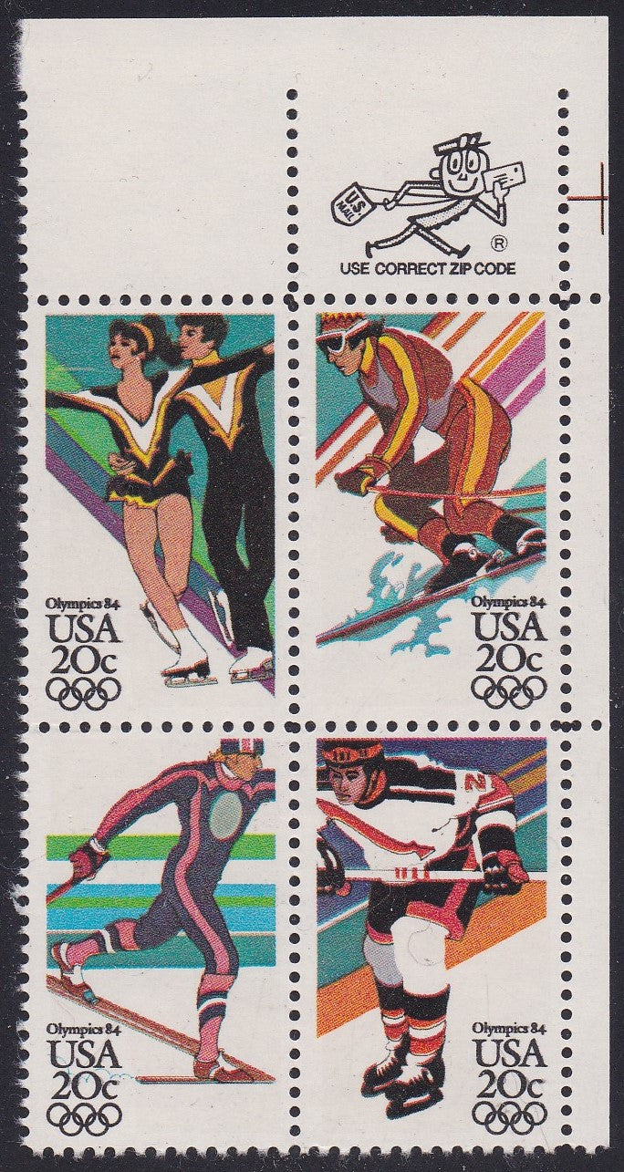 # 2067-70 (1984) Olympics - Mr. Zip, BK/4, UR, MNH