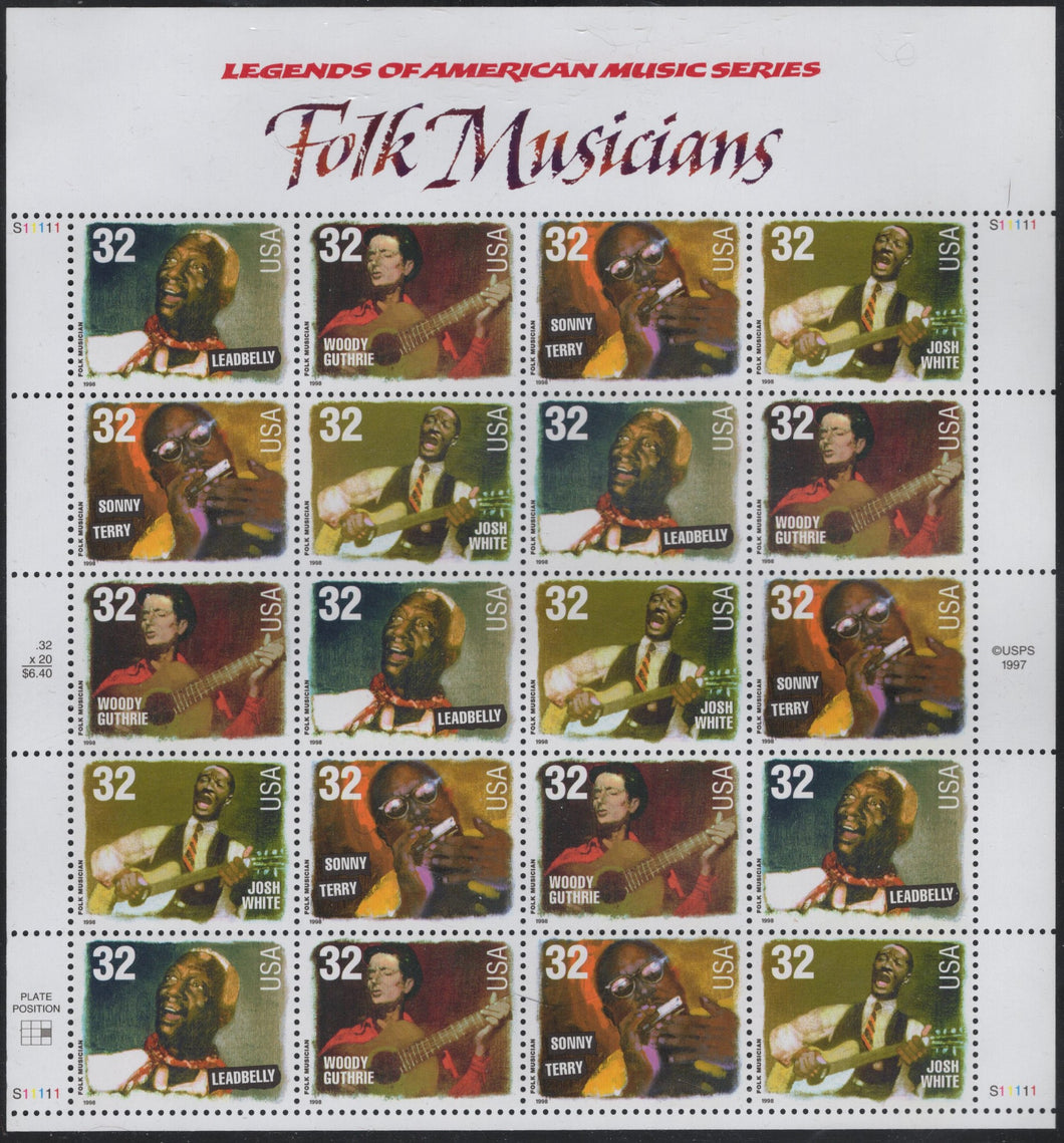 # 3212-15 (1998) Folk Singers - Pane, MNH