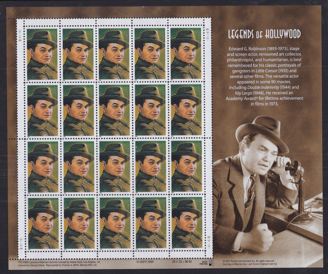 # 3446 (2000) Edward G Robinson - Pane, MNH