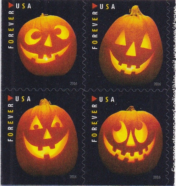 # 5137-40 (2016) Halloween Pumpkins - Bklt sgls, Set/4, MNH