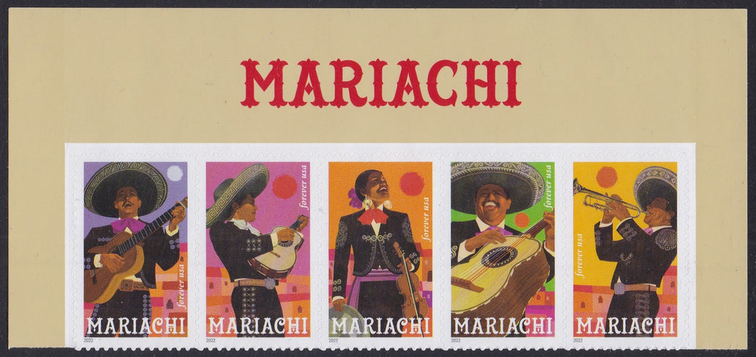 # 5707b (2022) Mariachi - Strip/5 with Label, MNH