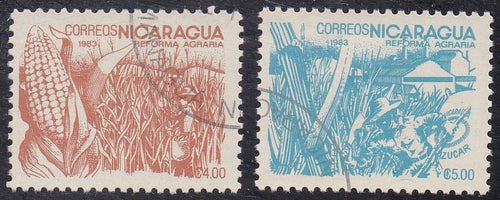 Nicaragua # 1300-01 (1983) Corn, Cane - Sgls, Set/2, Used