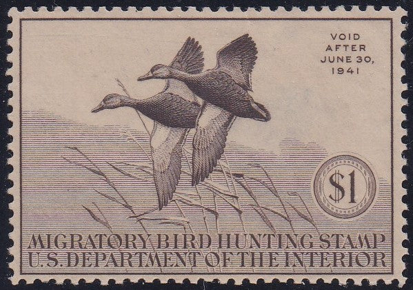 # RW7 (1940) Black Mallards - Sgl, MH thin (Q)