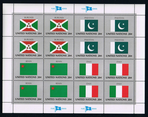 United Nations - NY # 425-40 (1984) Flags - Panes, Set/4, MNH