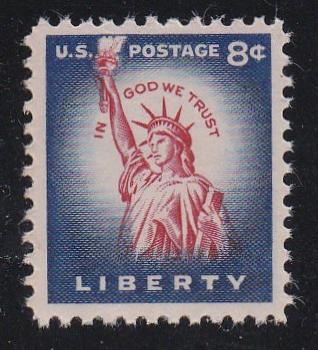 # 1041 (1954) Statue of Liberty, Flat Plate - Sgl, MNH