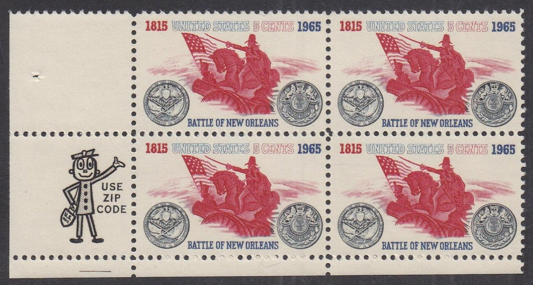 # 1261 (1965) Battle New Orleans - Mr Zip BK/4, LL, MNH