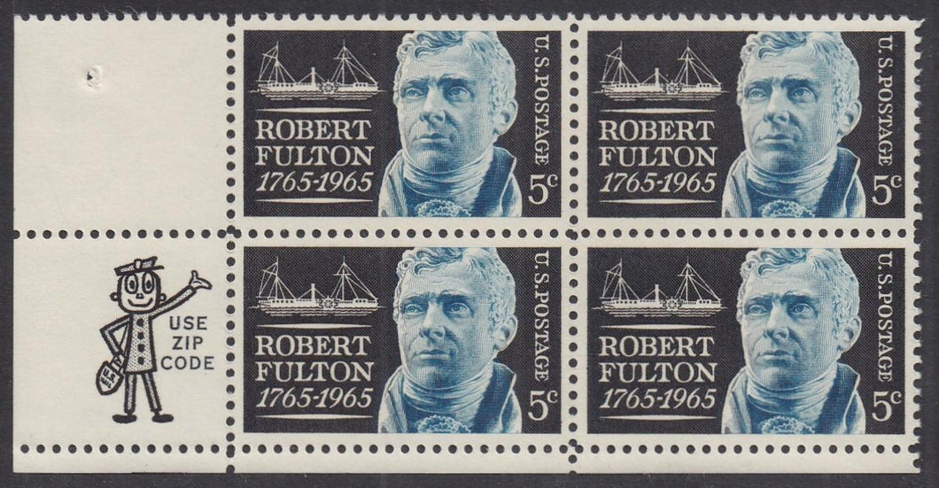 # 1270 (1965) Fulton - Mr Zip BK/4, LL, MNH
