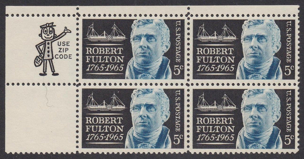 # 1270 (1965) Fulton - Mr Zip BK/4, UL, MNH