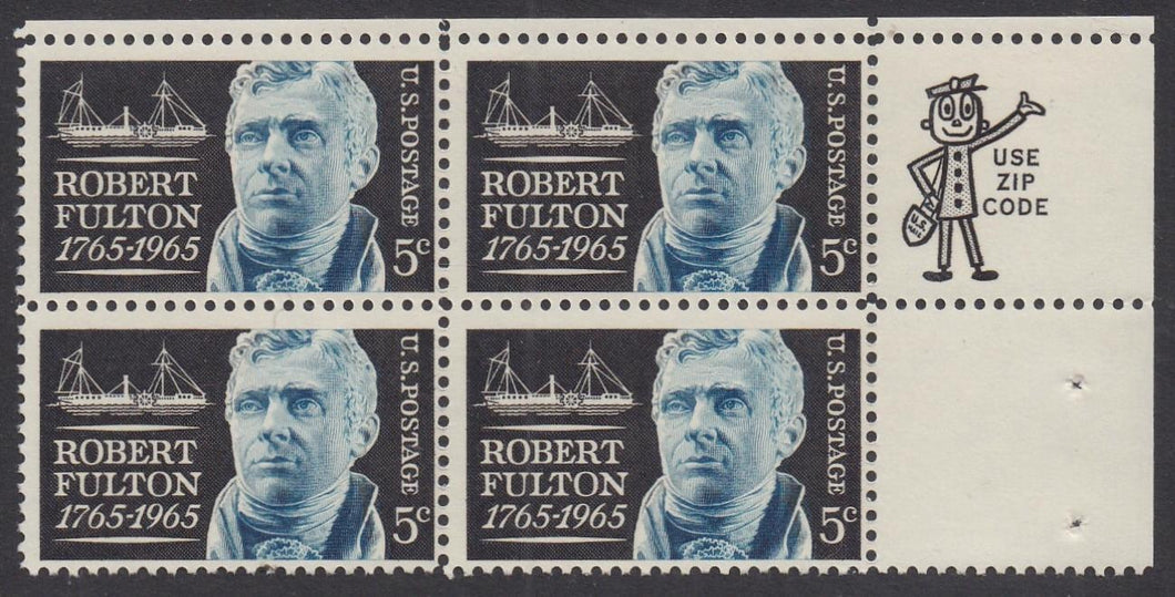 # 1270 (1965) Fulton - Mr Zip BK/4, UR, MNH