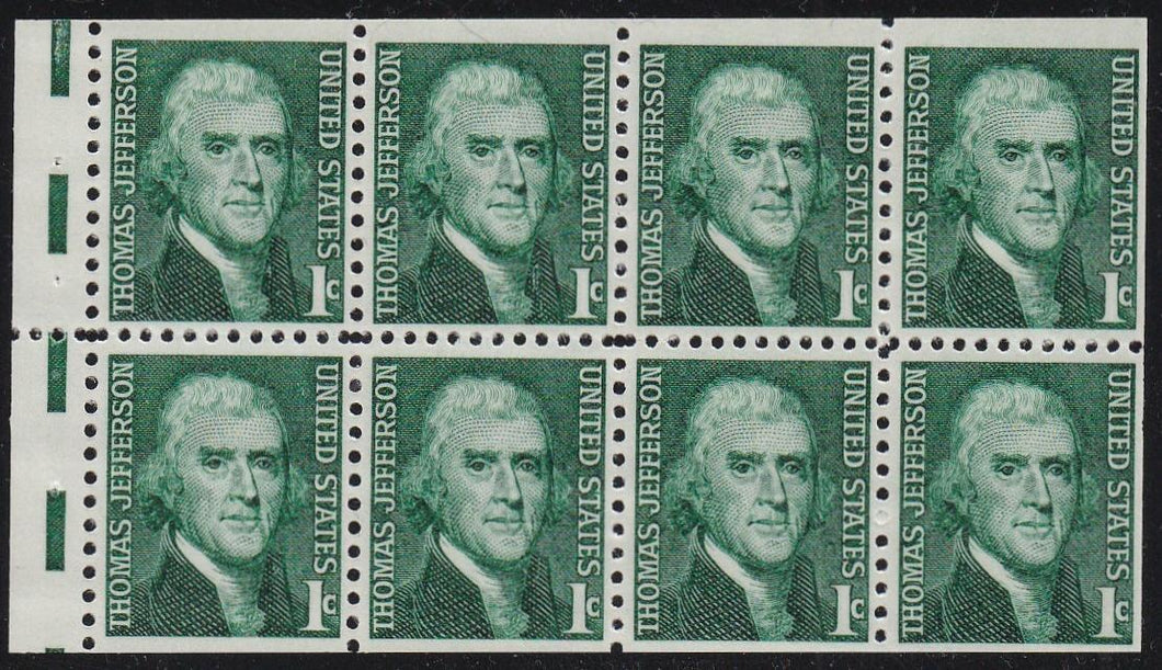 # 1278a (1968) Jefferson, SG - Bklt pane, V EE, MNH