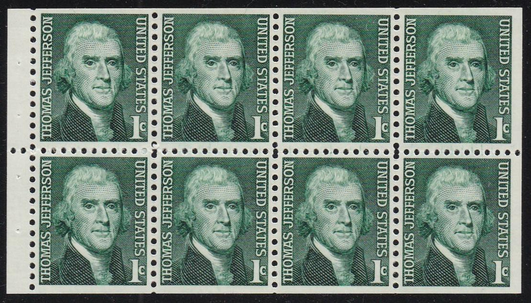 # 1278a (1968) Jefferson, SG - Bklt pane, MNH