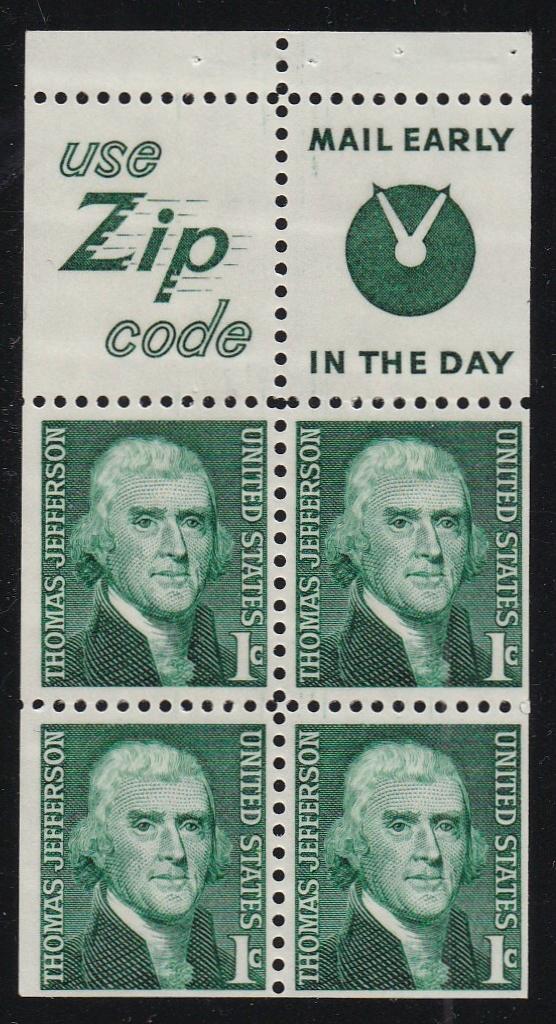# 1278b (1971) Jefferson, SG - Bklt pane, MNH