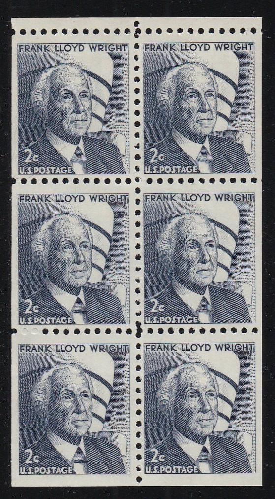 # 1280c (1971) Wright, DG, No Hole - Bklt pane, FVF MNH