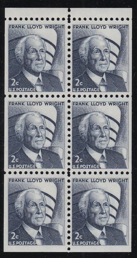 # 1280c (1971) Wright, DG, No Hole - Bklt pane, XF MNH
