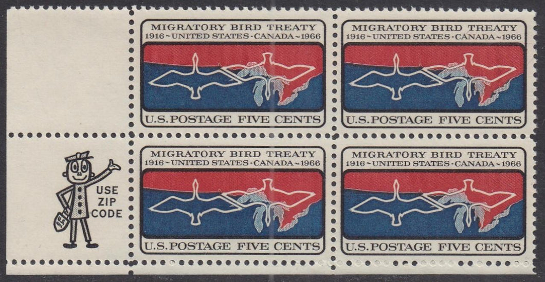 # 1306 (1966) Migratory Birds - Mr. Zip BK/4, LL, MNH