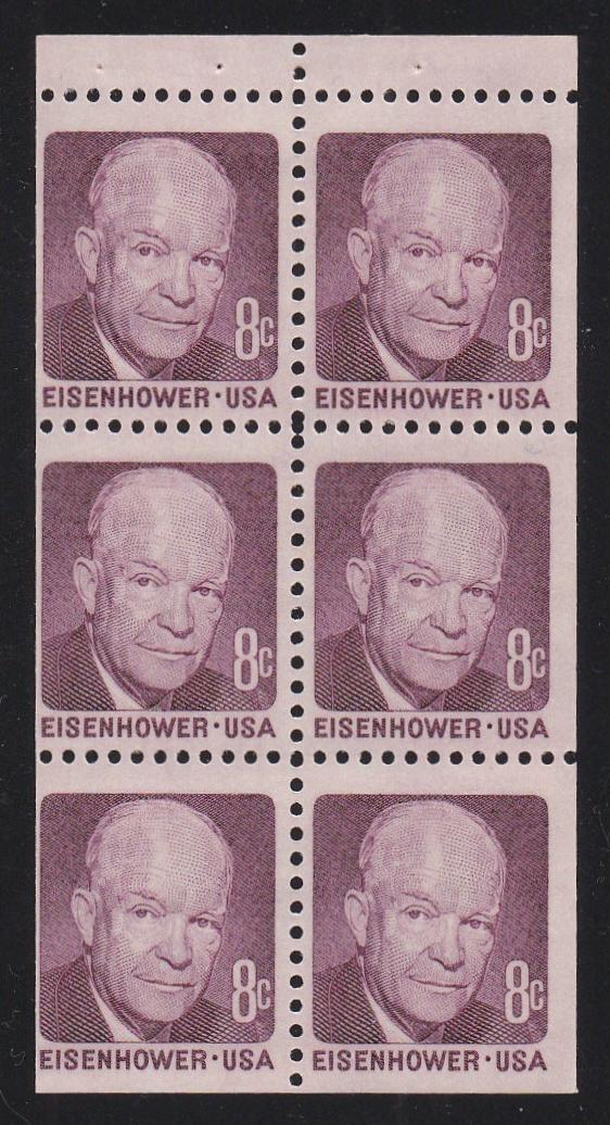 # 1395b (1971) Eisenhower, SG - Bklt pane, FVF MNH