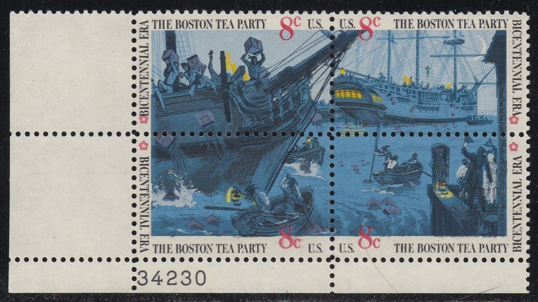 # 1480-83 (1973) Tea Party - PB, LL #34230, MNH
