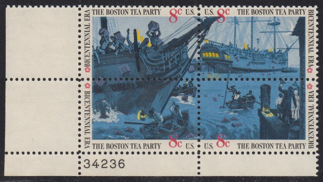 # 1480-83 (1973) Tea Party - PB, LL #34236, MNH