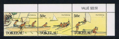 Tokelau # 163-164 (1989) Food Gathering - Strip/3, Set/2 MNH