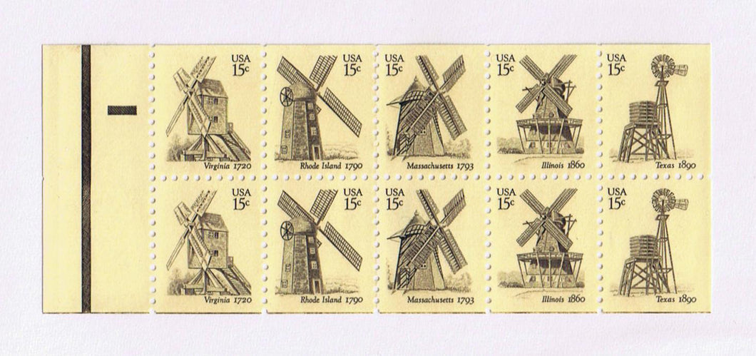 # 1742a (1980) Windmills, Bottom Jointline - Bklt pane, MNH
