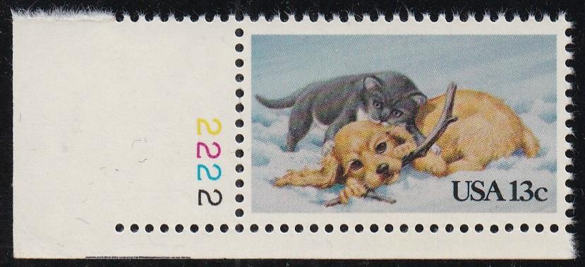 # 2025 (1982) Kitten n Puppy - Plt sgl, LL #2222, MNH