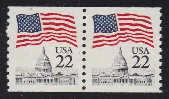 # 2115b (1985) Flag over Capitol Dome, W&T Tag - Coil pr, MNH