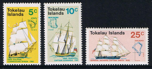 Tokelau # 22-24 (1970) Ships and Maps - Sgls, Set/3, MNH