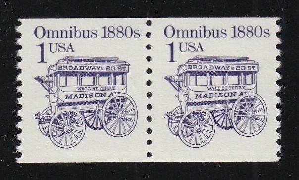 # 2225 (1986) 1880's Omnibus, DG, Block Tag - Coil pr, MNH