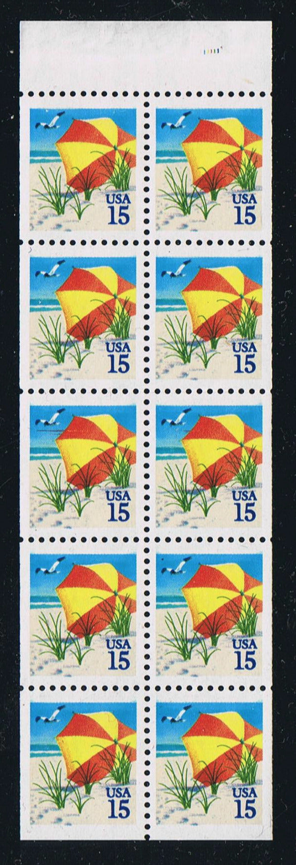 # 2443a (1990) Beach Umbrella - Bklt pane, #111111, MNH