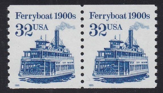 # 2466 (1995) 1900's Ferryboat, SG, MP Tagged - Coil pr, MNH