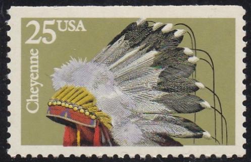 # 2502 (1990) Indian Headdresses, Cheyenne - Bklt sgl, MNH