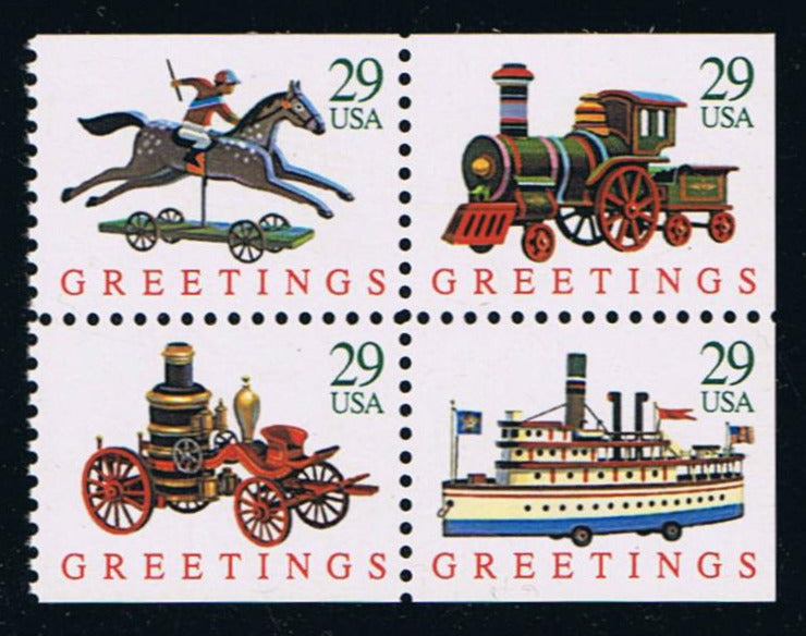# 2715-18 (1992) Christmas Toys - Bklt pane, No Tab, MNH
