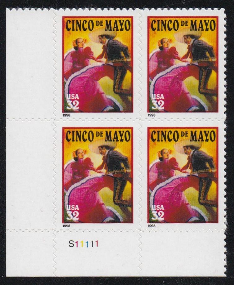 # 3203 (1998) Cinco de Mayo - PB, LL #S11111, MNH
