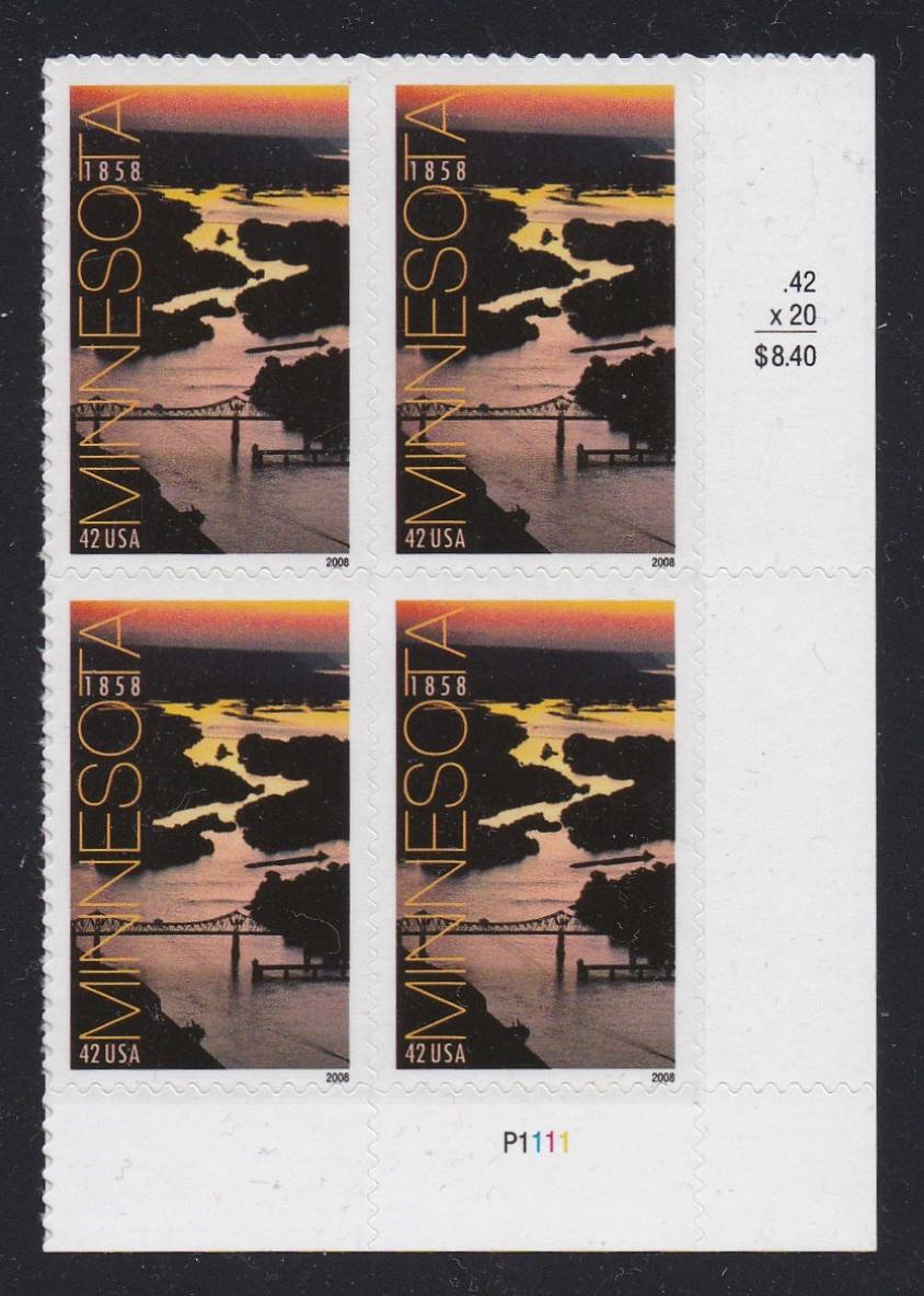 # 4266 (2008) Minnesota Statehood - PB, LR #P1111, MNH