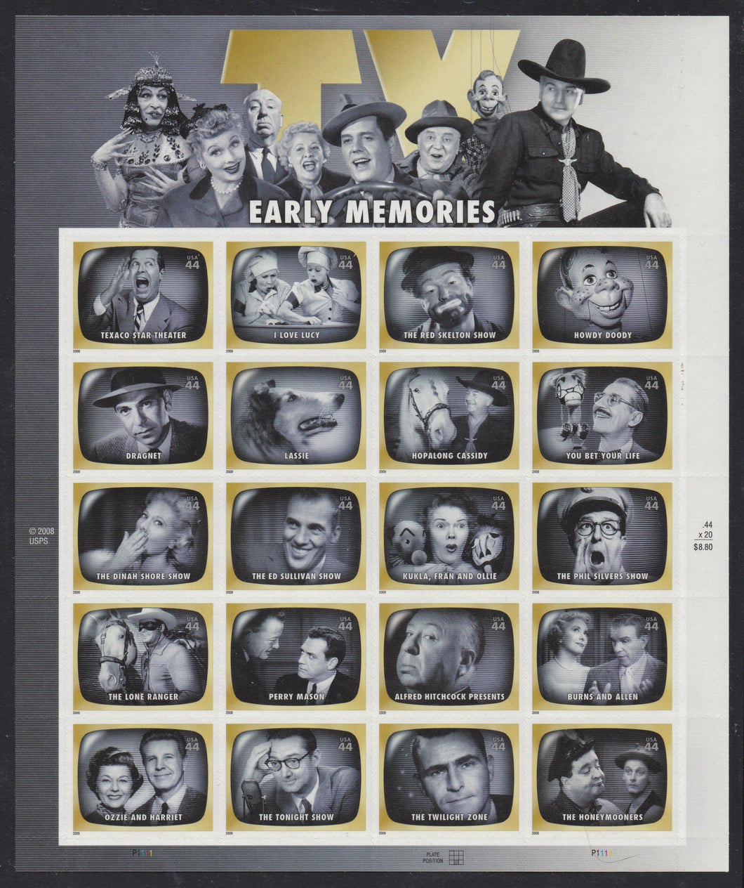 # 4414 (2009) TV Memories - Pane, MNH