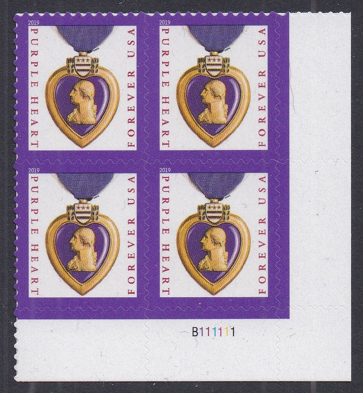 # 5419 (2019) Purple Heart, 2019 Date, 11.25x10.75 - PB, LR #B111111, MNH