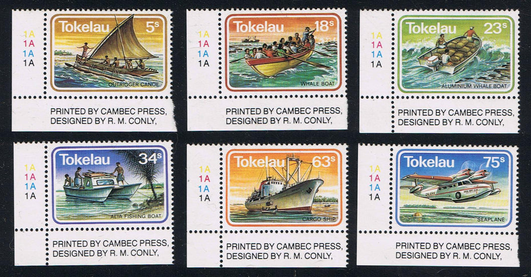 Tokelau # 91-96 (1983) Boats - Sgls, Set/6, MNH
