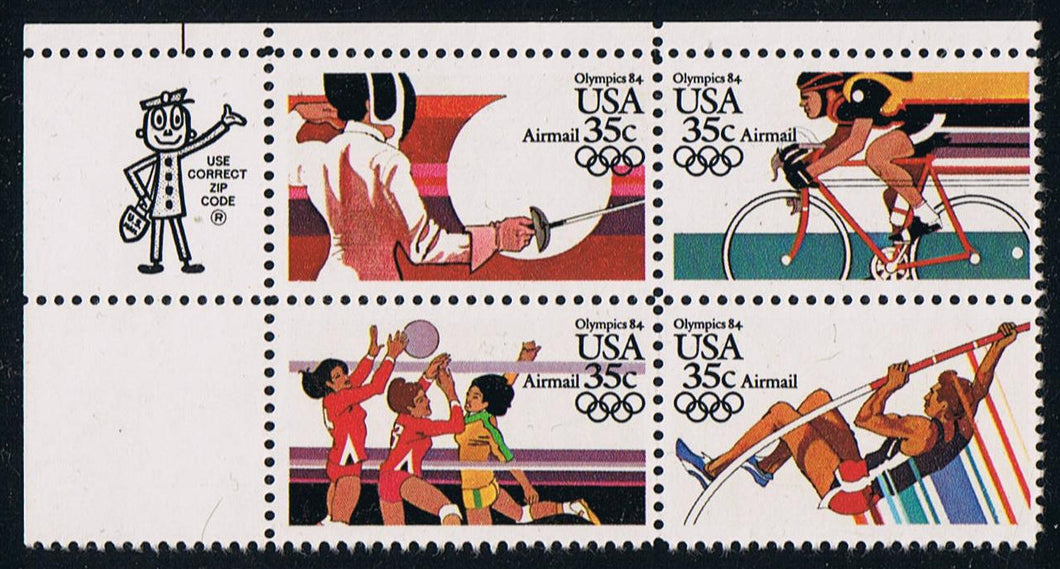 # C109-12 (1983) Summer Olympics - Mr. Zip, BK/4, UL, MNH